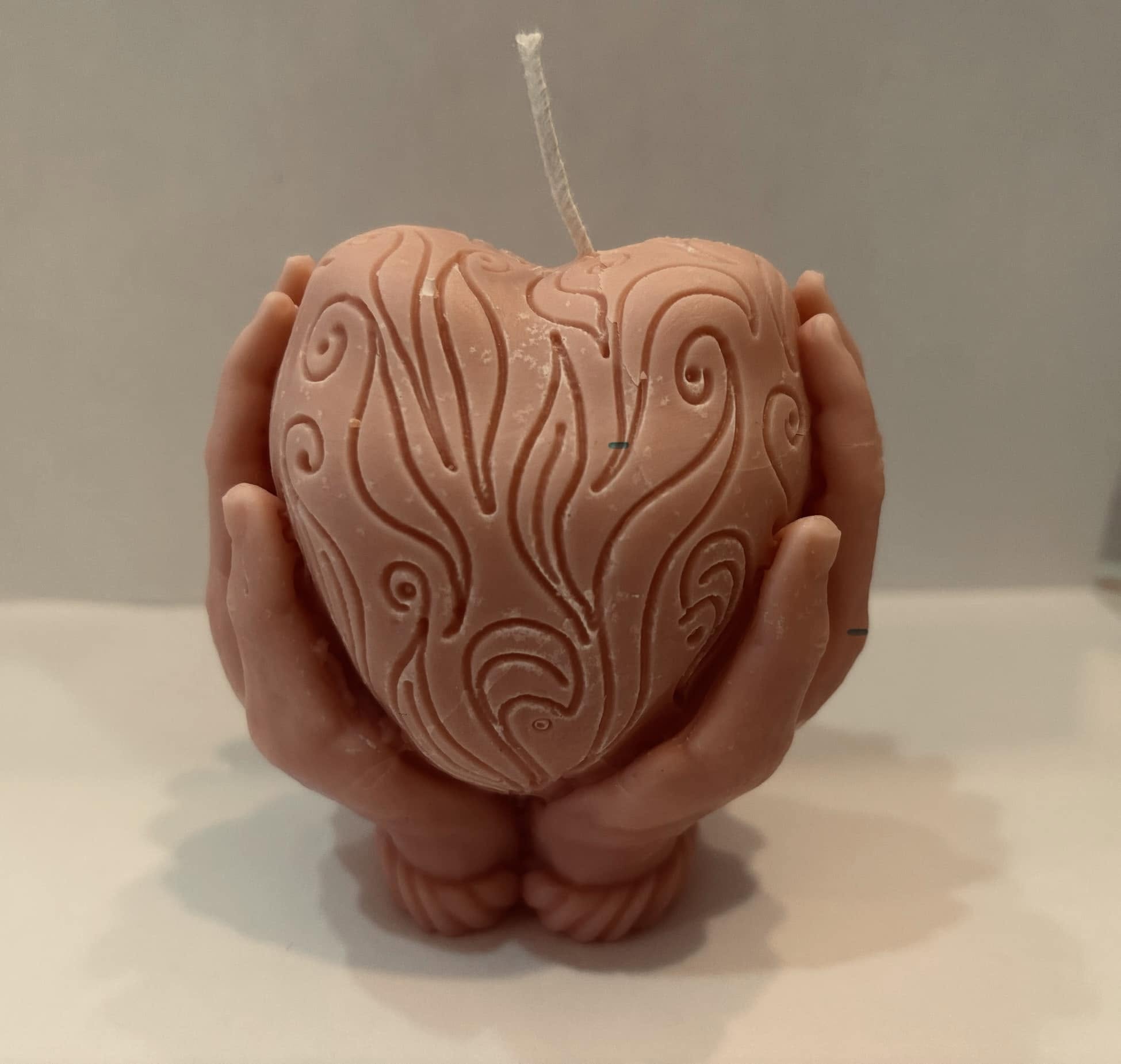 Chandelle cœur pêche, détail